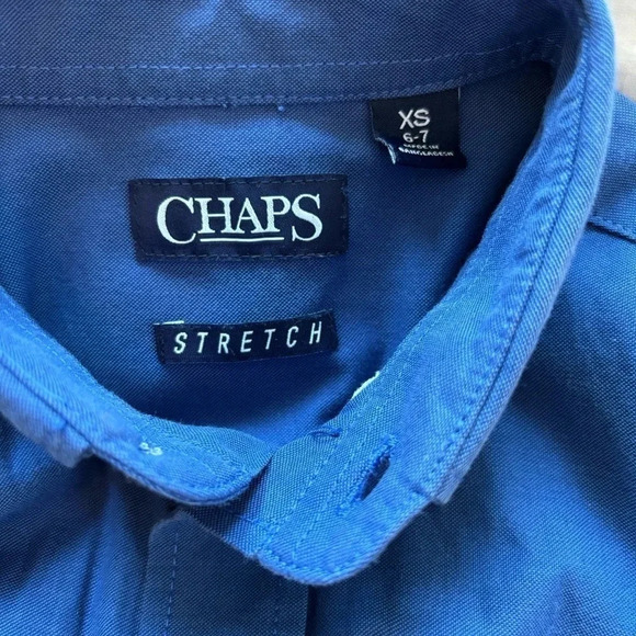 Chaps Never Worn French Boys Blue Button Down Shirt Size 6/7 - Picture 4 of 4